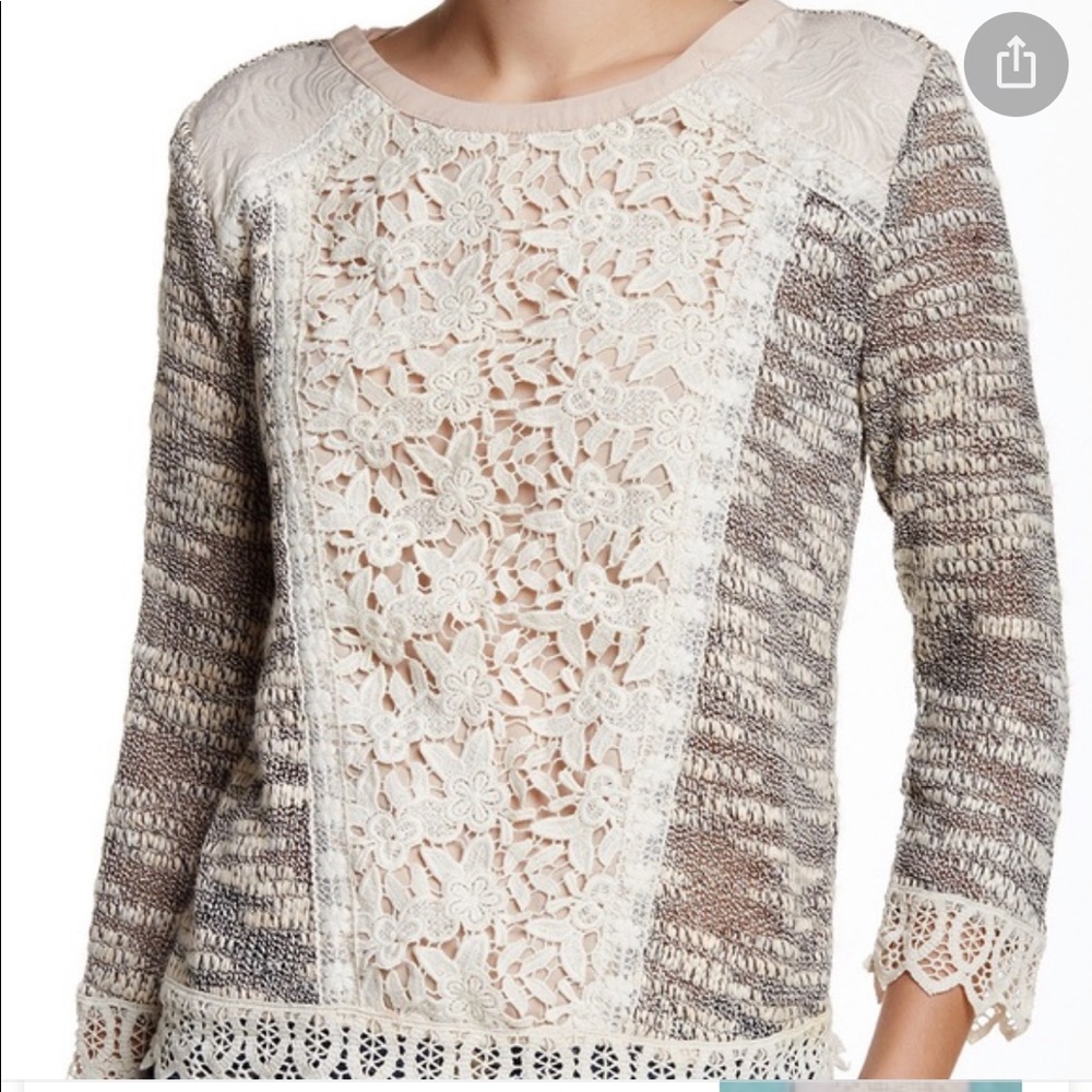 Anthropologie Champagne and Strawberry Sweater